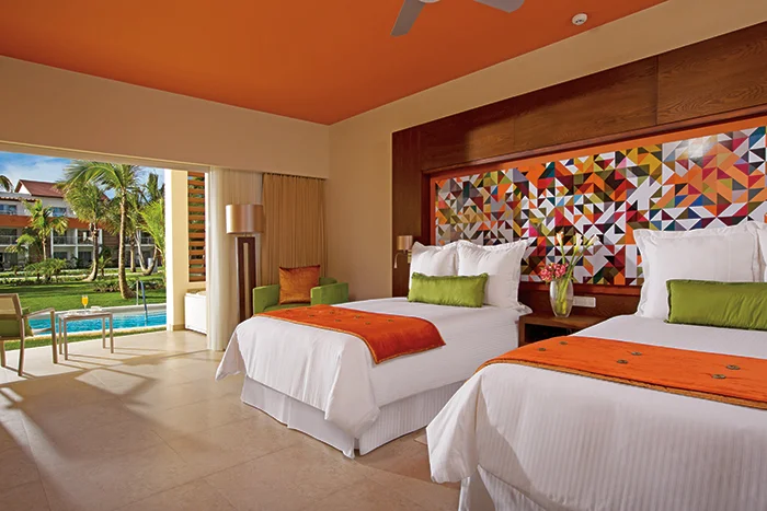 Comfortable swim-up room with direct pool entry